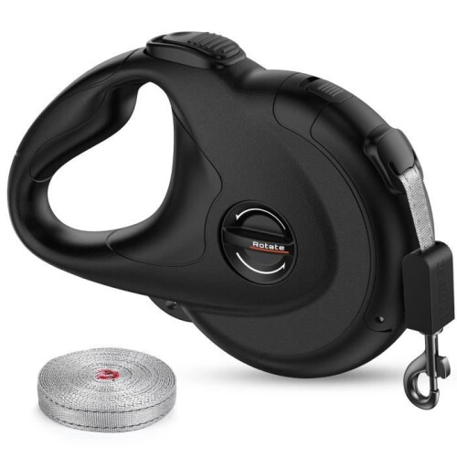 Retractable dog leash, 4 m, max. weight 50 kg, nylon strap with locking button, for dogs