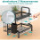 Stainless steel dish draining rack with 2 layers, draining board and cutlery holder, black 4
