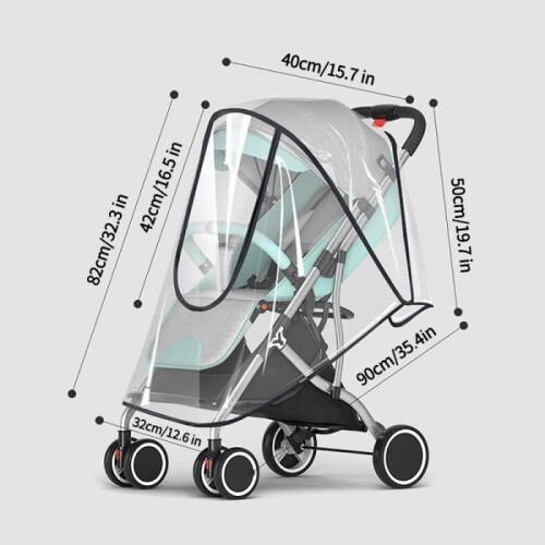 Rain cover for strollers, transparent, breathable, protects little ones from wind and sun 2