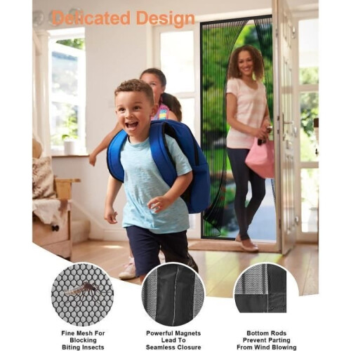 Magnetic mosquito net, 80 x 200 cm, automatic closing, strong magnet, no drilling required 1