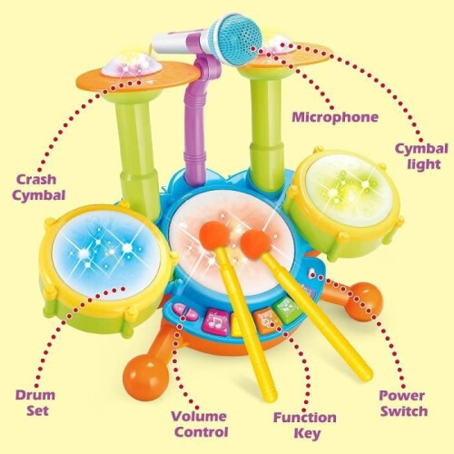 Percussion set – Baby – Drum – Sound effects – Light up – For children from 3 years 2