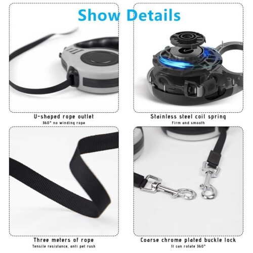 Retractable leash for large dogs, 3 meters, ideal for training and walking 2