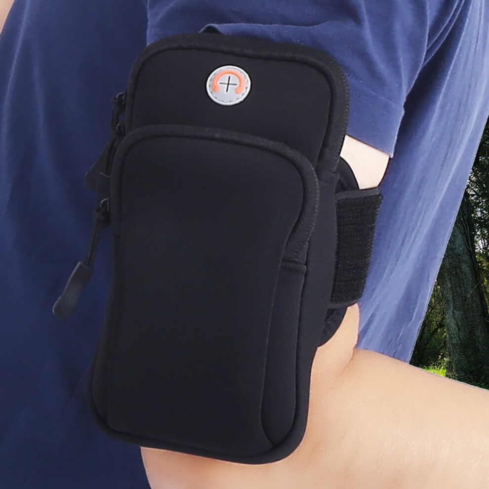 Outdoor Sport Running Jogging Exercise Gym Arm Wrist Pouch Armband Phone Case Bag Black