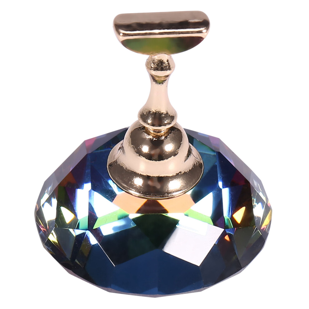 Magnetic Nail Tip Practice Stand Base Alloy Holder Nail Art Display Colorful Diamond Crystal