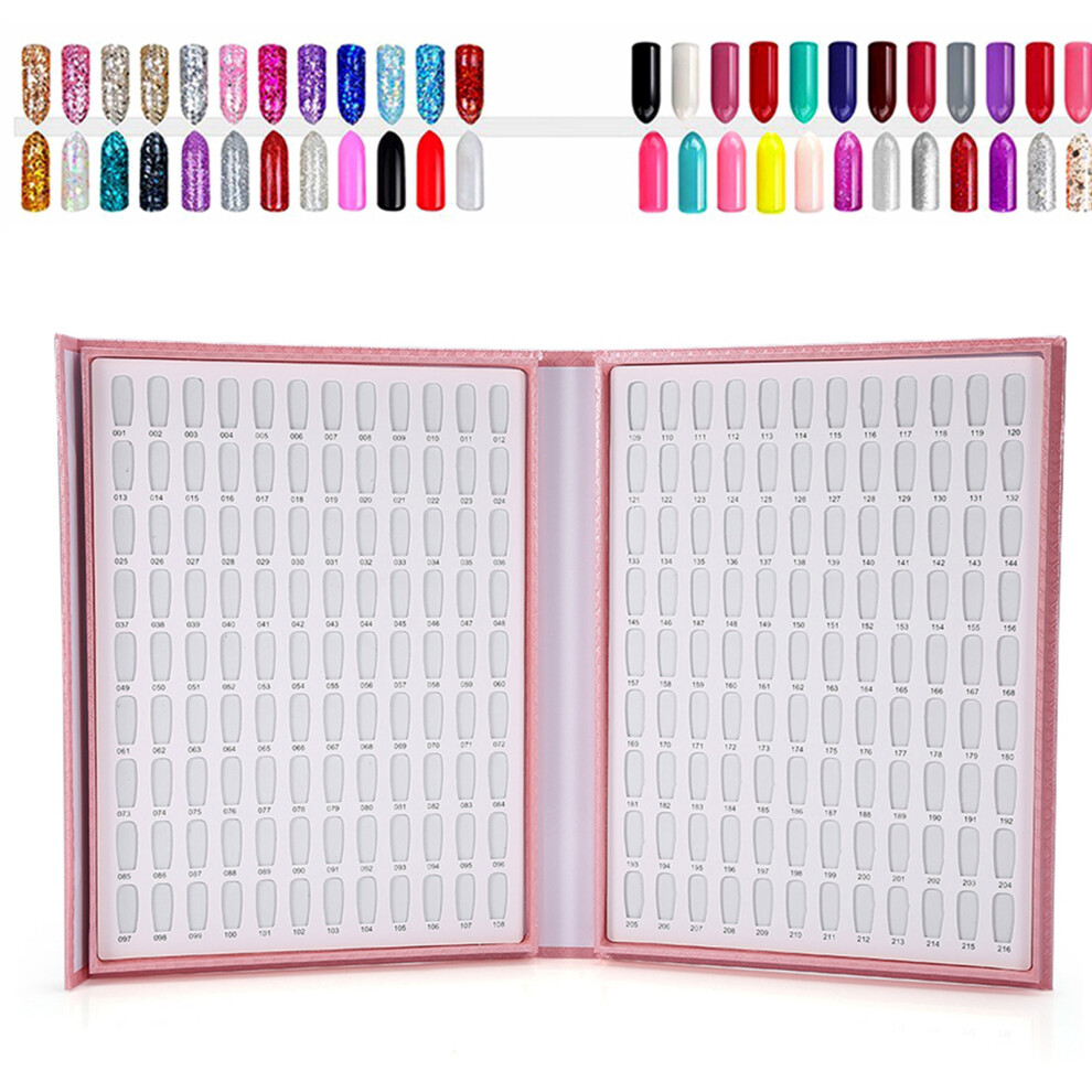 216 Colors Nail Gel Color Card Nail Polish Display Chart Book Nail Art Showing Shelf Pink