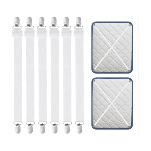Fitted sheet holder – 6-piece – adjustable 50–230 cm – sheet clamp – mattress – ironing board