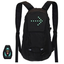 Lightweight Reflective Backpack, USB Rechargeable, Wireless, LED Turn Signal for Cycling and Running, Black