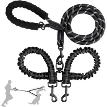 Double leash - Not specified - Adjustable - Reflective thread - 80 cm - For 2 dogs