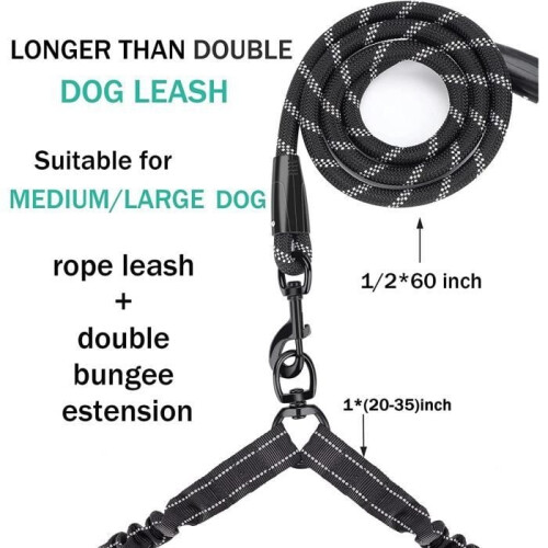 Double leash - Not specified - Adjustable - Reflective thread - 80 cm - For 2 dogs 1