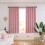 Sheer tulle voile curtain, openwork star pattern, room decoration (pink) 1
