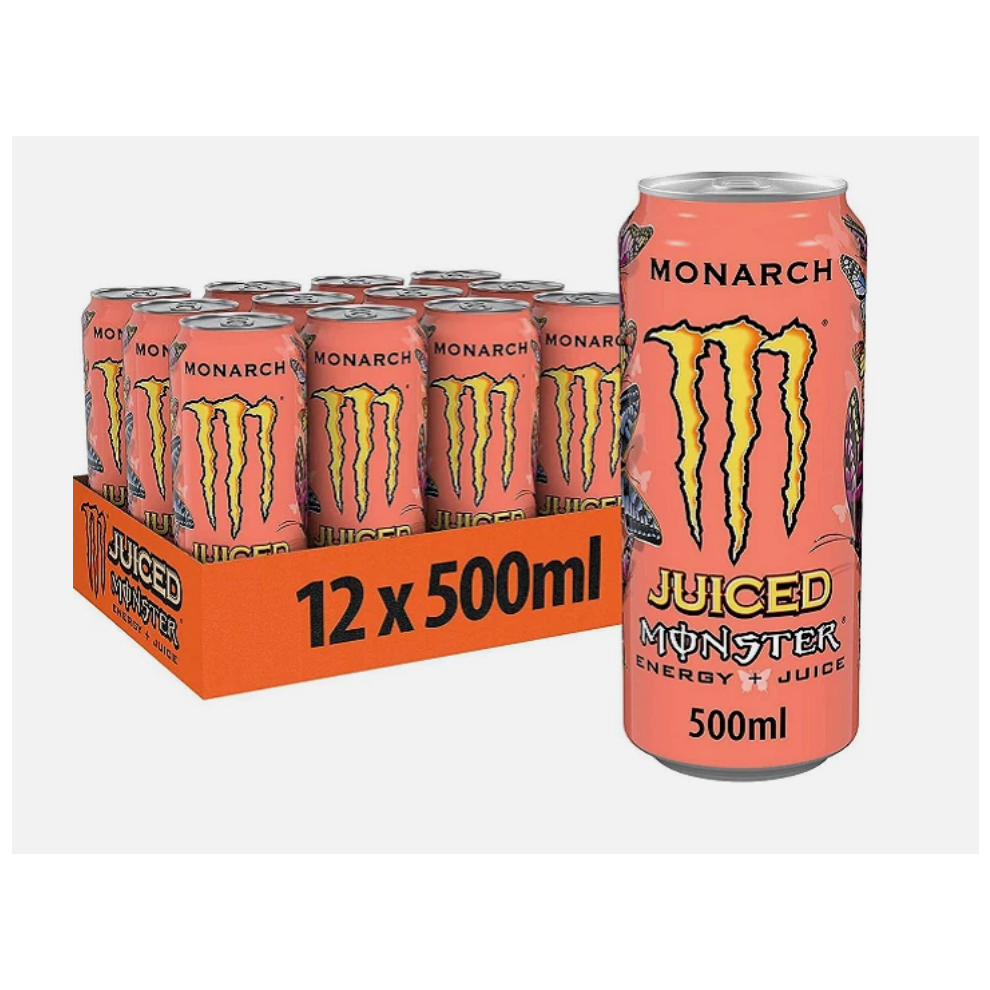 Monster Energy (Monarch, 12 Cans) Drink 500Ml Original Zero Sugar