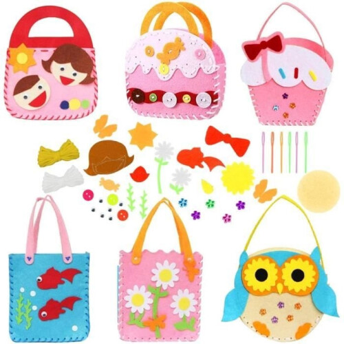 Sewing kit for children, reinforcement kit, comfortable sewing activity for children, 6 patterns, 6 pieces