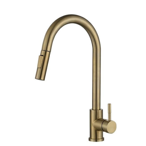 AVANC Kitchen Faucet with Pull-Out Spray – 360 Rotation – 2 Sprayers + 2 Hoses – Kitchen – Brushed Gold 1