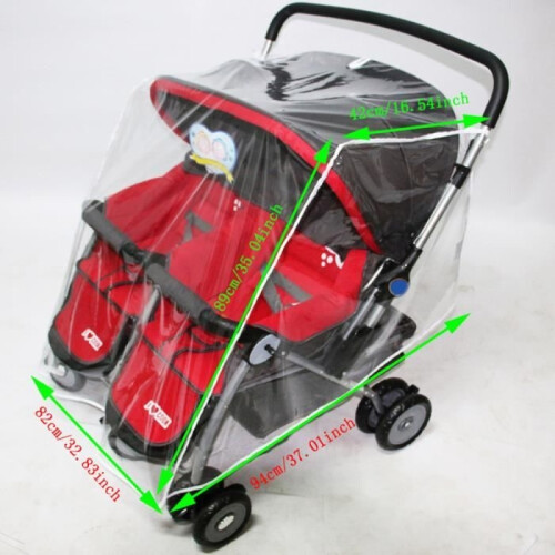 Pinji Transparent Rain Cover for Double Stroller 2