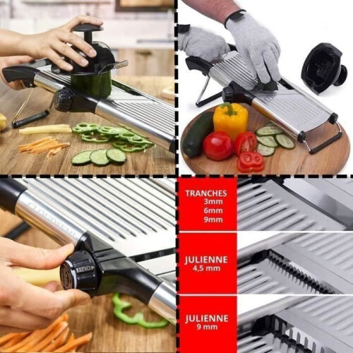 Professional vegetable cutter for the kitchen – adjustable stainless steel vegetable cutter with multifunctional function and foldable, non-slip 2