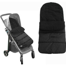 Universal footmuff for strollers, cotton seat cover, sleeping bag, warm, leg protection, black
