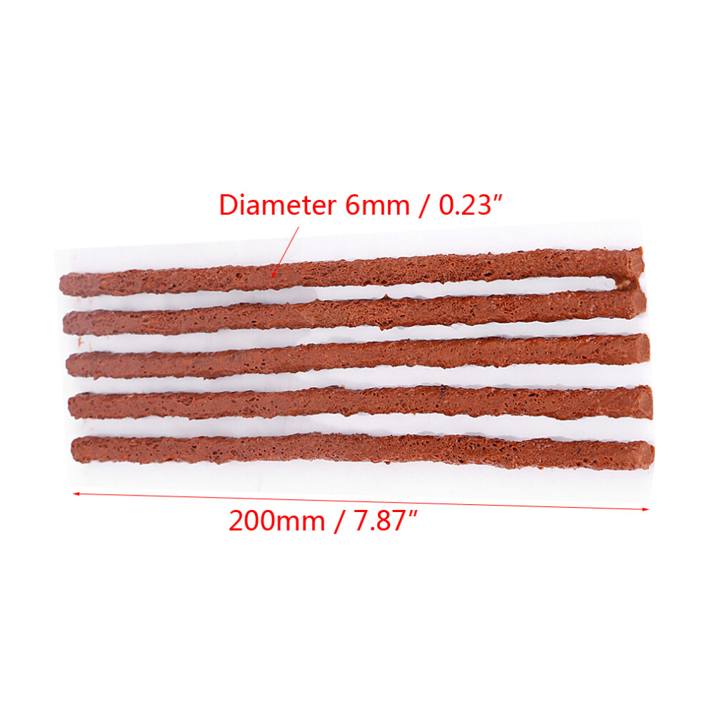 30Pcs Tubeless Tyre Tire Puncture Repair Seal Rubber Strips For Car Motorcycle 200*6Mm Brown 8051324329980