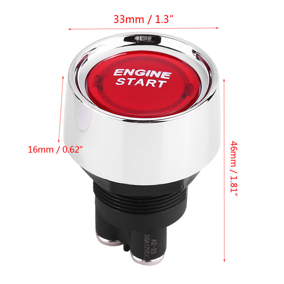 12V-24V 50A Car Vehicle Engine Start Push Button Switch Ignition Starter Led Red 4931324331050