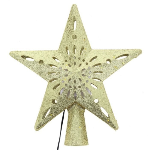 Star-shaped weapon with white LED projection and snowflake effect – gold 1