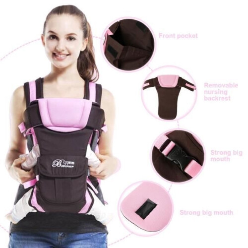 Ergonomic baby carrier – Pink – 4 adjustable positions – For babies from 0-2 years 2