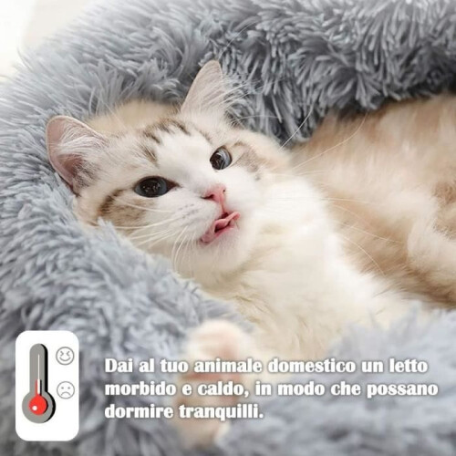 Round Soft Cat Bed - Calming & Stress Relieving Plush Mat, Comfortable Washable Donut Shaped Cat Bed - 40cm 2