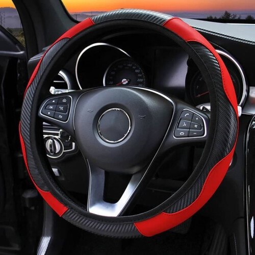 Steering wheel cover – EJ.LIFE – 38 cm – Microfiber PU leather – Non-slip – Easy installation