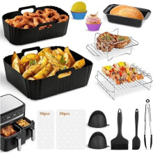 Moulinex Ez9018 5.2/3.1L Double Airfryer Accessories, 17-piece set for Philips Airfryer 3000 Series/Tefal Easy Fry, with