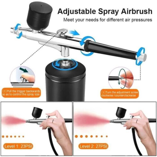 Complete airbrush set, high-pressure compressor, oxygen injector, for skin moisturizing and nail art 1