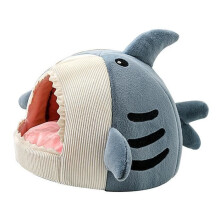 Shark Cat Bed – Warm and Soft Mattress – Gray – Small – Asymmetrical – Indoor