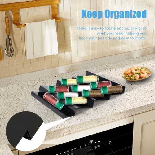 Spice Drawer Organizer – SURENHAP – Acrylic Drawer – Black – Multiple Layers – Versatile Storage Space 2