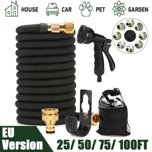 Garden hose - TEMPSA - 30 m - Flexible - 8 spray settings - Black