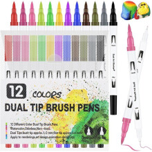 Color markers, watercolor markers with double point and mandala colored pencils, Twinmarkers watercolor brush pen for sketching