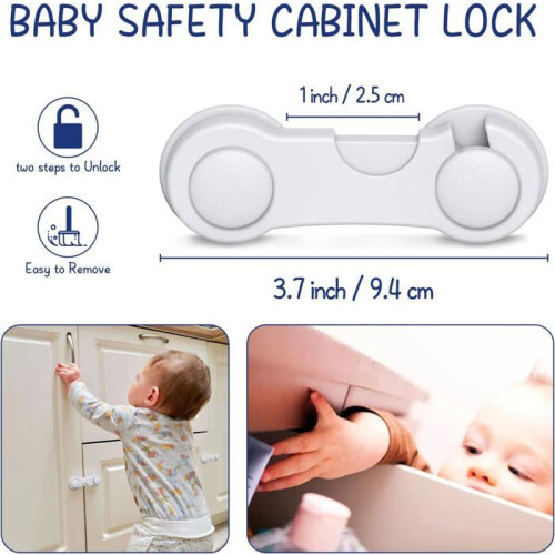 12-pack childproof drawer locks, babyproof door locks, home security 1