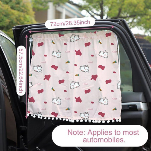 2-pack sunshade for baby car, sunshade with suction cup, UV protection, cute rabbit pattern 1