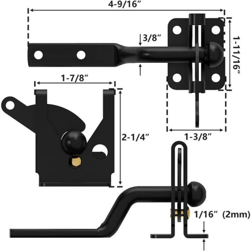 Self-locking garden gate lock for wooden fences, gate locks with steel cable, gate lock 1