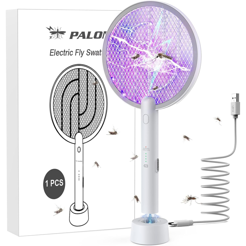 4000V Electric Rechargeable Swatter Mosquito Fly Killer  Zapper Racket