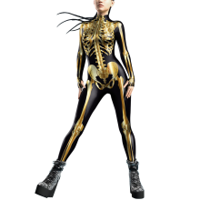 (L 1014)Halloween Costume for Women, Catsuit Golden Costume
