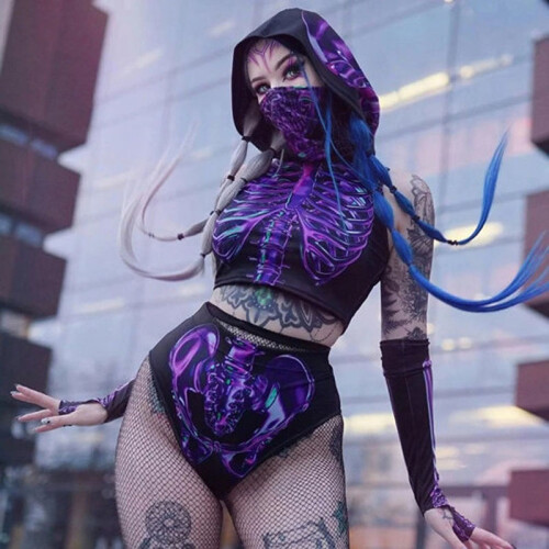 (S)Halloween Sexy 3D Skeleton Bodysuit Horror Adult 2