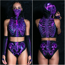 (L)Halloween Sexy 3D Skeleton Bodysuit Horror Adult
