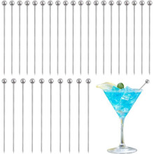 Reusable stainless steel cocktail sticks for bars and clubs, 30 pieces