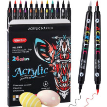Acrylic marker with two points, acrylic marker, two-color acrylic paint pen with two heads for canvas, stone, painting