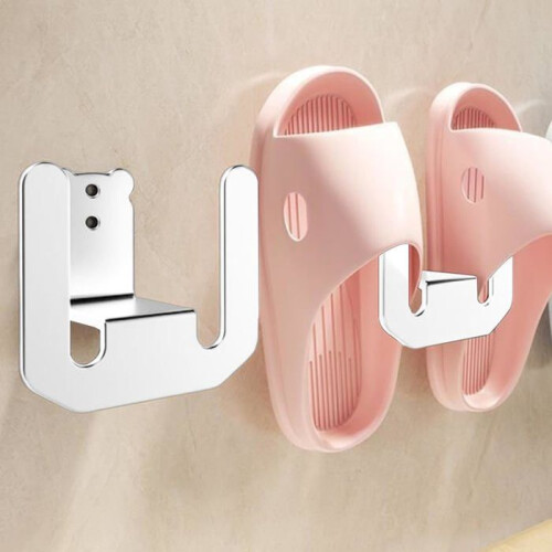 Wall-mounted shoe rack, bathroom shoe rack without drilling, hooks for hanging shoes 2