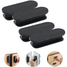 Pack of 4 self-adhesive plastic door handles for windows, glass doors and drawers – Black