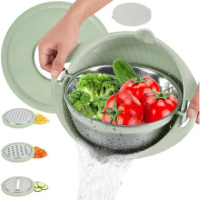 3-in-1 multifunctional kitchen sieve with bowl, fruit and pasta sieve made of stainless steel with 3 graters