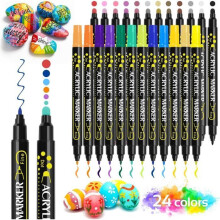 Acrylic paint marker, 24 colors, double tip, brush, acrylic paint marker, permanent art paint