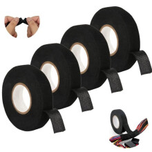 4-pack 19 mm x 15 m black textile insulation tape for automotive wiring harnesses, heat-resistant