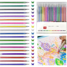 Glitter gel pens in 18 colors, 1 mm tip, glitter gel pens, gel ink ballpoint pens, colored pencils