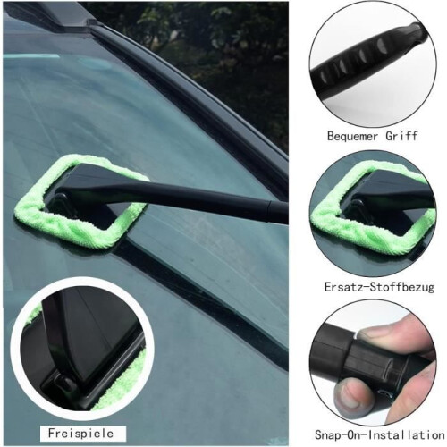 Window cleaning set, 4 microfiber pads, window cleaner with long handle 2