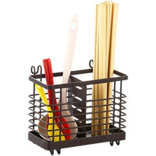 Carbon Steel Cutlery Rack for Sink, Stainless Steel Kitchen Cutlery Holder for Forks and Chopsticks (Black)