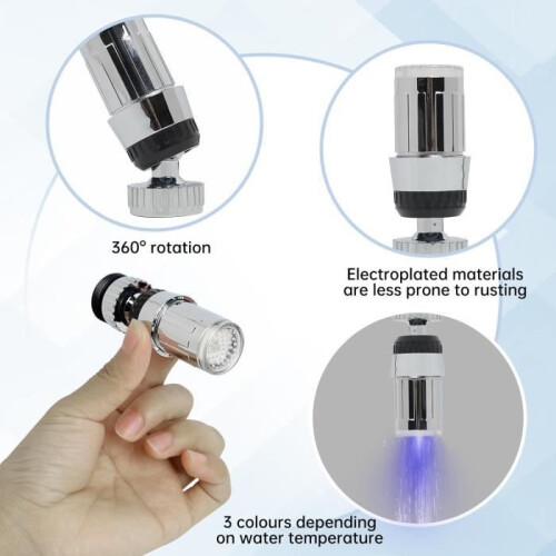Color LED Light Faucet 360 Rotation Three-Color Temperature Change Sensor Controlled Faucets 2